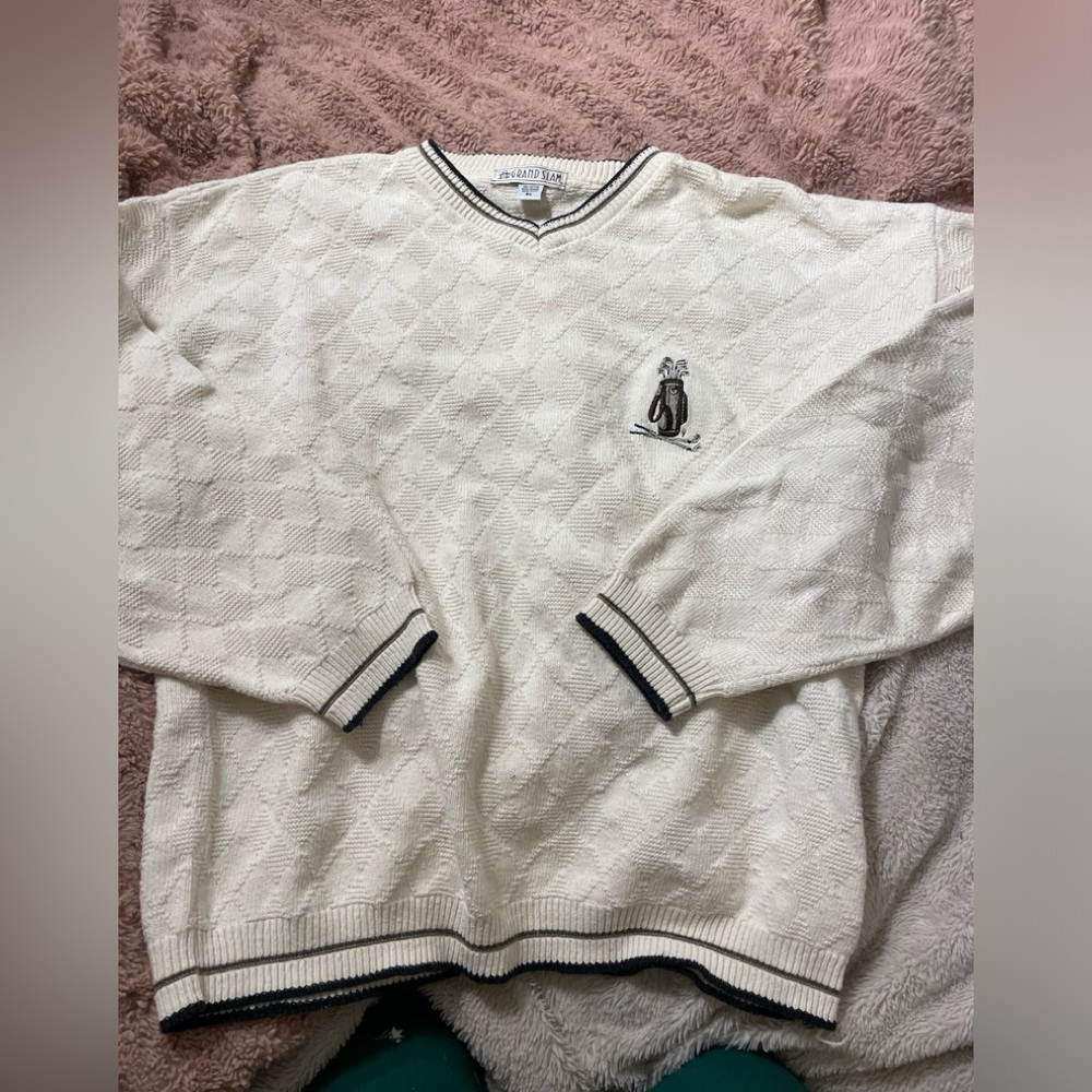 Vintage Grandpa Golf Fisherman Knit Sweater